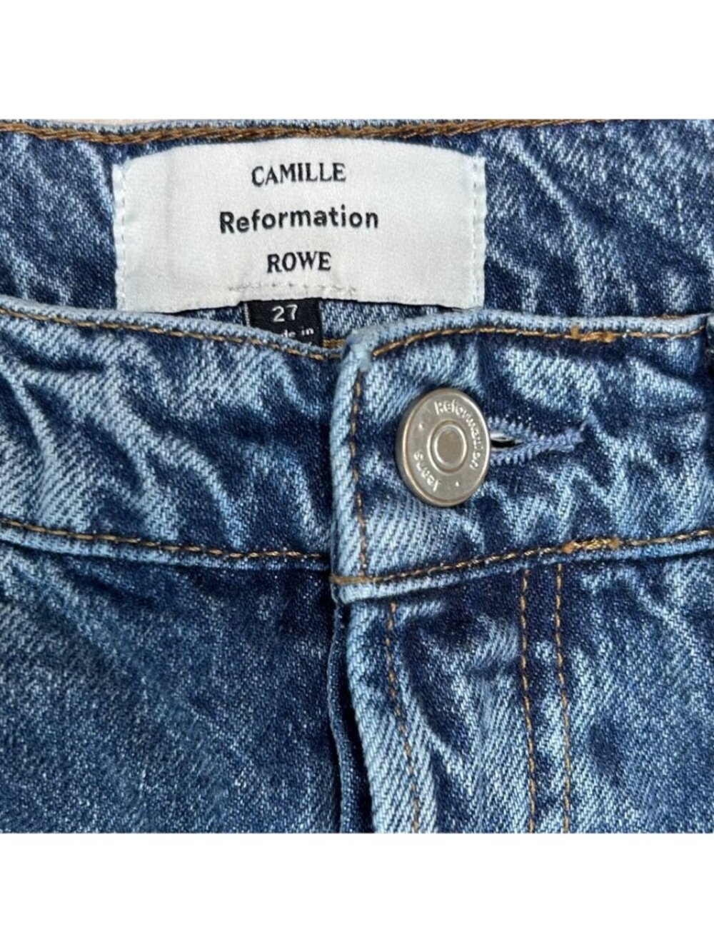 Camille Rowe x Reformation Straight Denim Jean 27 Button Fly Streetwear Designer - Picture 6 of 6